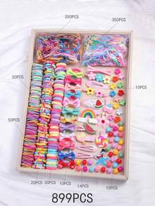 Set Of 928 Mixed Hair Bows And Hair Clips Packed In OPP Bags - Multicolorido2 - 查看 2