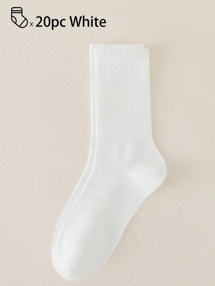 40pcs/30pcs/24pcs Unisex Comfortable Sports Crew Socks, Men's Long Socks For Sports And Training, Women's Long Socks For Casual And Business Wear, Antibacterial, Soft, Black And White, Odor-Resistant, Moisture-Wicking, Lightweight And Comfortable, Suitable For Autumn/Winter, 20pcs/10pcs/8pcs/6pcs/4pcs/2pcs Pack, Autumn - Multicolor - View 33