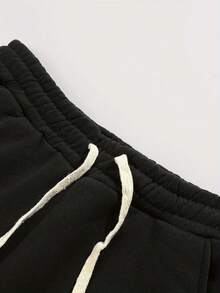 Mens Fashionable And Fashion Street Micro-Flare Pants Set With Bold Color-Blocking And Gothic Cross And Alphabet Prints - Black - View 5