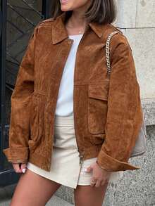 Fall Winter Bomber Jackets Women Outerwears Suede Jacket Women Streetwear Holiday Women Coats Zipper New Coats