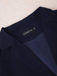 HOMEYEE Áo khoác nữ cổ ve dài tay có túi cổ điển thanh lịch thường ngày đi nghỉ chuyên nghiệp OL cỡ lớn, thích hợp cho mùa xuân, thu, đông - Màu xanh hải quân - Xem 3