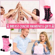 Breast Cancer Awareness Socks Bulk Soft Pink Ribbon Breast Cancer Gifts Women Sport Cheer Accessories - 12 - 查看 5