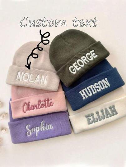 1pc Personalized Embroidered Knitted Hat, Custom Text Winter Knitted Hat Warm, Custom Logo Solid Color Elastic Warm Knitted Hat Beanie Hat, Daily Outdoor Autumn And Winter Fashionable, Diverse Colors, Lovely, Simple Unisex Fashion Hats, Casual Custom Gifts, Personalized Gifts For Friends And Family, Autumn And Winter Essential Warm Hats,