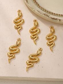 5 piezas Colgante con forma de serpiente, chapado en oro de 18K, acero inoxidable, collar, aretes, joyería de estilo punk, para hombres y mujeres, accesorios de moda DIY para decoración de fiestas