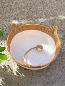 1pc Wicker Cat Bed - All-Season Woven Cat Nest & Teddy Dog Bed Pet Mat Toy Ball Cat Bed Suitable For Small To Medium Cats And Puppies - Multicolor - View 7