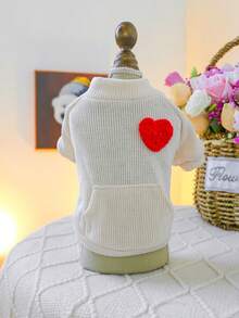 1 pieza Ropa para mascotas, Lindo atuendo para perros/gatos pequeños, Suéter de cuello redondo cálido y cómodo para otoño/invierno