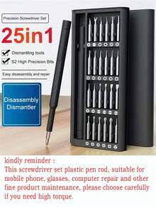 25-In-1 Screwdriver Set, Professional Precision Repair & Disassembly Tools For Phones And Laptops, Universal Multi-Function Household Screwdriver Tool For Cleaning Dust - Black - View 1