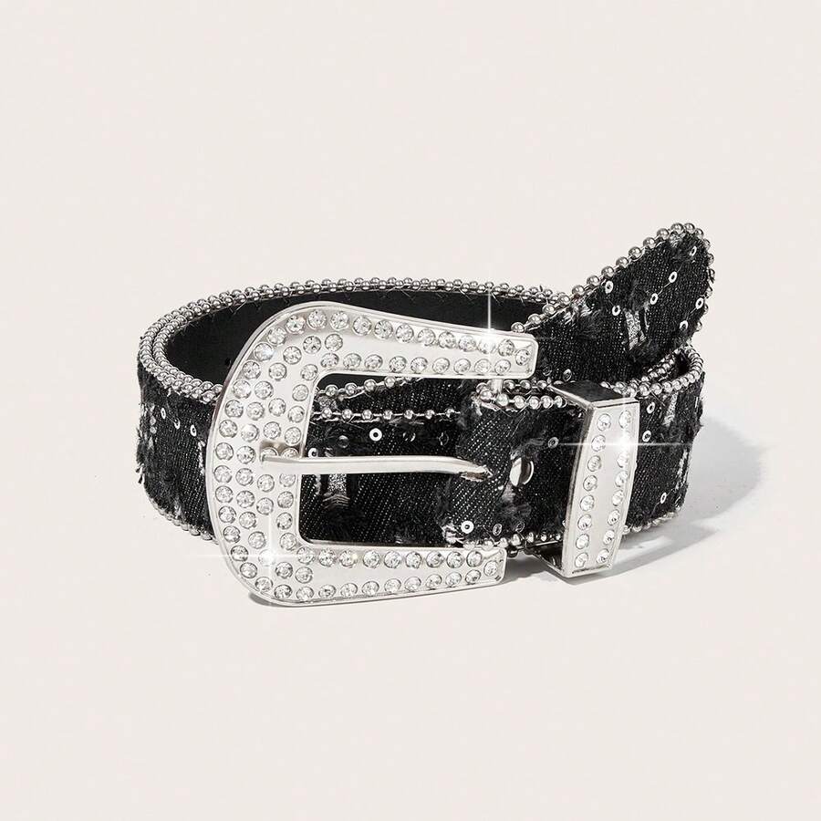 1pc Sparkling Sequins Grommet Fashion Party Belt For Women, Perfect For Carnival, Back To School, Christmas, Halloween & Daily Outfits