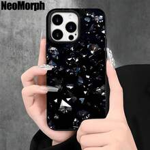 Fundas y carcasas protectoras para teléfono con diseño de flash negro y orificios grandes. Compatibles con phone 16 Pro Max, 16, 15 Pro, 14, 14 Plus/14 Pro Max, 13, 13 Pro, 12 Pro, 11/11 Pro. Regalos para cumpleaños y festividades - Negro - Ver 2