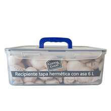 Recipiente Hermético con Asa y Tapa 6 L | Contenedor Plástico con Cierre Hermético para Almacenar Alimentos - Transparente - Ver 3