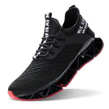 ZUTY Men's Running Shoes Blade Non Slip Comfortable Fashion Sneakers Breathable Mesh Soft Sole Casual Sport Athletic Walking Work Tennis Shoes - 黑色 - 查看 6