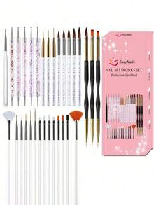 35/31pcs Professional Nail Art Brush Set - 3D Gel Brushes, Acrylic Brushes, Salon-Grade Nail Tools, Suitable For Home Manicure And Salon Use