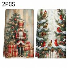 2 pièces/100 pièces Figurines de casse-noisette de Noël et serviettes à motif sapin de Noël, convenant pour salles à manger, cuisines, salles de bain, décoration quotidienne, fête familiale quotidienne, décoration de la maison et articles ménagers aux couleurs vives. Peut être offert en cadeau.