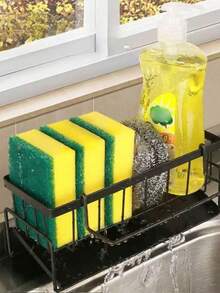 2-In-1 Kitchen Storage Rack, Efficient Draining Kitchen Sponge Holder, Soap Dish, Dishcloth Rack, Durable Plastic Material, Sink Draining Rack, Draining Basket, Multi-Functional Countertop Dish Soap Sponge Storage Rack, Long-Lasting, Kitchen Accessories, Home Essential, Storage Rack, Wedding - Multicolor - View 6