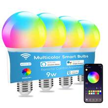 9W LED Smart Bulb, Voice Control, RGB Lighting/Adjustable White Light 2700K-6500K, APP Timer On/Off, Universal Home LED Bulb 850LM