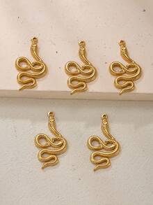 5 piezas Colgante con forma de serpiente, chapado en oro de 18K, acero inoxidable, collar, aretes, joyería de estilo punk, para hombres y mujeres, accesorios de moda DIY para decoración de fiestas
