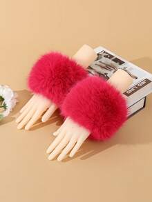 Autumn/Winter Fashion New Fluffy Soft Fluffy Outdoor Windproof Warm Women Arm Sleeves, Solid Color Cute Casual Polyester Arm Warmers For Sports, Leisure, Outings And Festivals