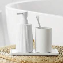 Timotech Dispensador deón Líquido, Dispensador Pequeño para Baño y Cocina, Dispensador deón de Manos de Plástico Moderno, Jabonera Moderna, Accesorios para Baño (Negro) - blanco - Ver 9