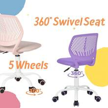 Homy Casa Schreibtischstuhl aus Leinenstoff, ergonomischer Drehstuhl ohne Armlehne, höhenverstellbar, Bürostuhl, Heimbüro, für Kinder, Teenager, Hellgrau