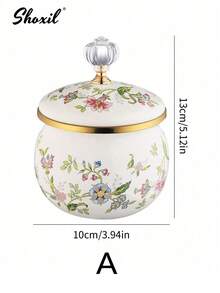 shoxil 1 件陶瓷瓶、罐和盒子，带盖调味罐，用于盛放盐、糖和调味品，储物罐和瓶，厨房香料展示盒，厨房储物罐和瓶，花鸟图案，适用于厨房储物、家庭整理、返校季和女孩 - 彩色 - 查看 12