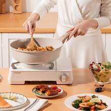 A Set Of Non Stick Cookware - White Granite Surface, Suitable For Induction Cookers, Including Frying Pans And Stew Pots, Soup Pots With Lids, Suitable For Home Kitchen Use - Aluminum Granite Coating Non-stick Pan - View 8