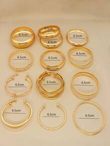 1-25pcs Minimalist Five-Pointed Star Bracelet Set - Yellow Gold - View 6