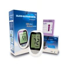 CAPWATE Glucómetro Set con 50 tiras reactivas + 50 lancetas , Cuidado de la diabetes, kit de viaje - Blanco - Ver 7