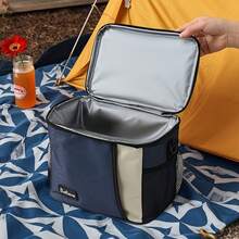 1pc Multicolor Insulated Lunch Bag For Women/Men - Reusable Lunch Box For Office Work School Picnic Beach - Leakproof Freezable Cooler Bag With Adjustable Shoulder Strap For Large Capacity Multifunctional For Outdoor Color Block Bag Colorblock Bag Two Tone Bag Lunch Box Bag For Lunch Container For Picnic Work Office Travel Camping Holiday Vacation School Beach For Men And Women Student Worker Picnic BagWomanFor Women Ladies For Traveling Portable Waterproof Bag Lunchbox