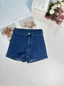 Quần short jean bó sát co giãn thoải mái dành cho nữ, thích hợp cho mùa hè. - Rửa trung bình - Xem 6