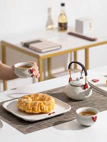 1/2/4pcs Ceramic Teacups With Cream-Colored Interior, Minimalist Ins Style Single Cup For Ladies, Cute Girly Small Cup, Suitable For Tea Drinking, Chatting, Gathering, Garden Talk, Home Reception And Restaurant Photography