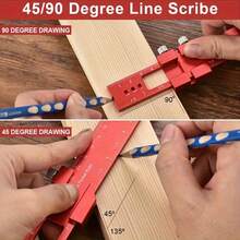 3-Piece Precision Carpentry Pocket Ruler With Sliding Stop - Aluminum T-Track Ruler, 6.3"/7.9"/11.8", Dual Imperial And Imperial Measuring Tools For DIY And Professional Carpentry, Lightweight Rectangular Centerpoint Line Marker For Wood Measuring And Marking - 紅色 - 查看 2