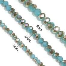 1 件 4 毫米/6 毫米/8 毫米刻面电镀蓝绿色玻璃水晶珠，时尚经典彩色珠子，适合制作圣诞珠宝、DIY 耳环/手链/项链/圣诞树装饰/节日装饰/婚礼装饰/窗户装饰/服装和箱包配饰 - 半電鍍藍綠色 - 查看 6