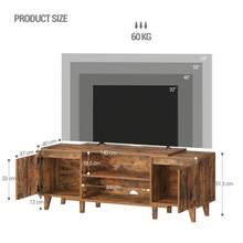 HEXCELEN Meuble TV, pour Télévisions 60 Pouces, Banc TV avec 2 Armoires et 2 Ouverts, Support Télé avec Étagères Réglables, 40 x 140 x 51,5 cm, pour Salon, Chambre à Coucher, Marron Rustique - Acajou - Voir 7