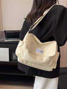 Túi đeo chéo màu trơn tối giản, túi đeo vai, túi đeo chéo vuông, ba lô học sinh, túi đi làm cho phụ nữ, thích hợp để mua sắm, ví, đi làm, phụ nữ trẻ, sinh viên đại học, chuyên gia. lý tưởng cho văn phòng, trường đại học, công việc, kinh doanh, đi làm, hoạt động ngoài trời, du lịch và dã ngoại - Màu be - Xem 4