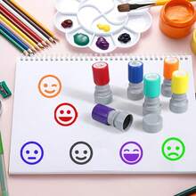 Set de 1 pieza/2 piezas de sellos divertidos de maestro, sellos de cara sonriente/triste con emociones - Sellos de oficina de maestro, artículos de papelería esenciales para volver a la escuela - Marca 2cm - Ver 4