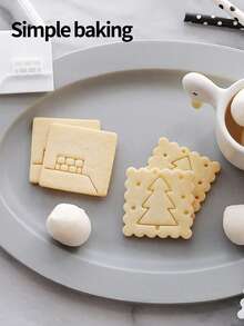مجموعة من قطعتين من قوالب قطع بسكويت عيد الميلاد الرجعية، قالب بسكويت للأم والطفل، قالب بسكويت مربع، ديكور عيد الميلاد، قالب تزيين الكيك، أداة صنع الحلويات