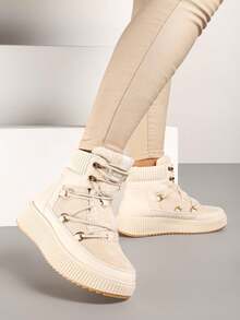 Soft Cozy Winter Boots For Women - Casual - Beige - View 2