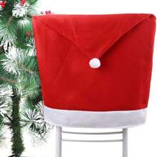 4/6pcs Christmas Chair Covers, 23.6*20 Inches, Removable And Washable Dinner Chair Covers, Suitable For Christmas Dining Table, Restaurant, Kitchen, Living Room Home Decor, Christmas Decorations, Christmas Hats, Christmas Gifts, Christmas Decor Accessories