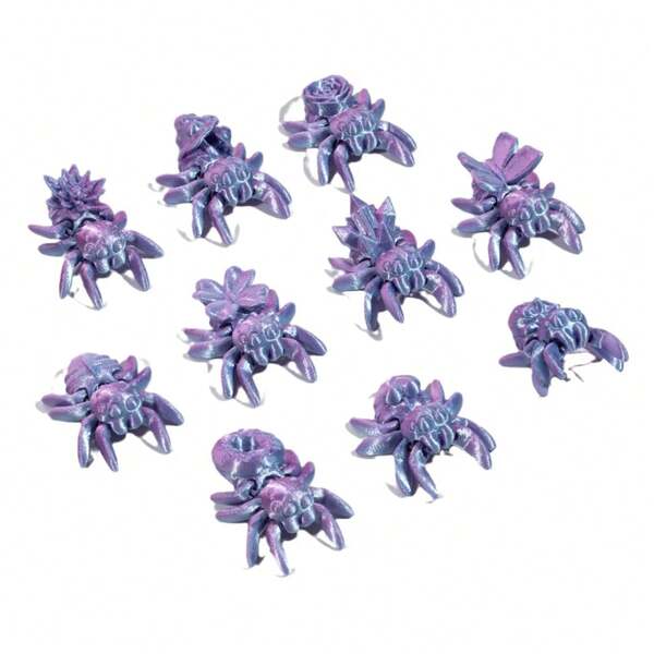 20 piezas "Juego de modelos de araña 3D de precisión impresos en colores - Contiene arañas de color rosa claro, morado oscuro, naranja, verde brillante y lila multicolor, recreando perfectamente el misterioso mundo de las arañas, adecuado para decoración de escritorio, exhibición educativa o exploración científica"