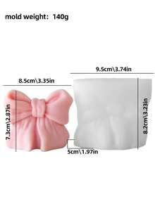 1pc 3D Bowknot Silicone Mold, Suitable For DIY Scented Soap/Candle/Resin/Plaster Crafts - Silicone Material, Easy Demold And Reusable, Great For Party/Home Decor And Christmas Candle Making - White - View 7