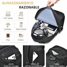 Mochila antirrobo, Mochila Impermeable, Mochila para Laptop gran capacidad, Mochila Portatil de14 Pulgadas, Mochila de Viaje para Mujeres y Hombres - GRIS - Ver 12