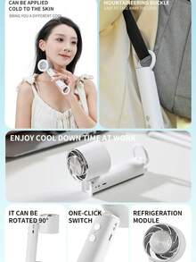 Ventilateur mini USB à main à trois vitesses réglables, refroidissement rapide, capable de créer des motifs de fleurs de glace, ventilateur à main rafraîchissant, grande capacité de 2000 mAh, longue durée de vie de la batterie, petit ventilateur, ventilateur à suspendre au cou, faible bruit, convient pour le repos à l'intérieur, le cinéma, la regarder des films dans la chambre à coucher