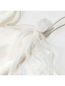2025 Spring And Autumn Women's Dress Celebrity Pure Desire White Satin Halter Party Dress - 白色 - 查看 7