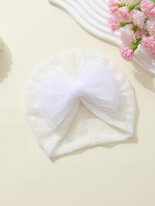 jralon Set de 3 gorros de tul con lazo lindos para bebés e infantes, diademas elásticas suaves para sesiones de fotos al aire libre y uso diario