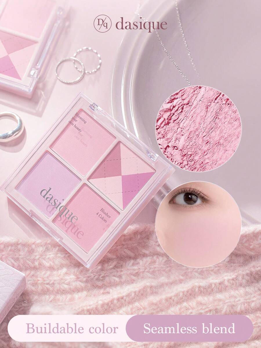 Dasique 4-Color Matte Blush Palette, High Color Payoff, Long-Lasting, Natural Glow, Lightweight & Breathable, Vegan Formula, Fashionable Makeup Brand, Christmas Holiday Essential - #05 Violet Knit - 查看 1