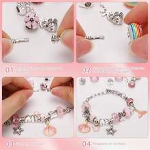 YRBOGJ 66PZAS Kit para Hacer Pulseras, Kit de Pulseras para Niña con Caja de Regalo y Bolsa Cosas para Hacer Pulseras, Adecuado para Cumpleaños, Regreso a Clases y Regalos del Día del Niño para niñas de 8 a 12 años. - 1 - Ver 6