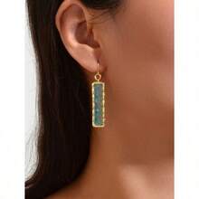 2pcs Fashionable Multicolor Glitter Acrylic Square Earrings - Blue - View 8