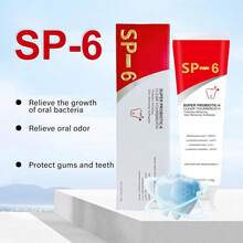 SP-6 Probióticos pasta de dientes blanqueadora, pasta de dientes probiótica SP6, promueve dientes saludables, aclaramiento y eliminación de manchas (1 unidad) - Rojo - Ver 2