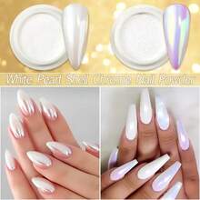 6色镀铬指甲粉，闪金闪银，打造超强金属效果，适用于指甲装饰。内含白色珍珠粉套装，适用于凝胶指甲油。美甲用品，美甲师必备，包含指甲粉、美甲配件、指甲亮粉、指甲装饰等。