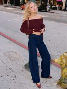 Women's Casual Comfortable Romantic Retro Modern Commute Office Teacher Solid Color Christmas New Year Knitted Off-Shoulder Pullover Sweater, Suitable For Daily, Holiday, Christmas, New Year, Office, Date, Street, Travel, Back To School, Party, Airport, Sports & Fitness, Beach, Evening, Spring, Autumn, Winter